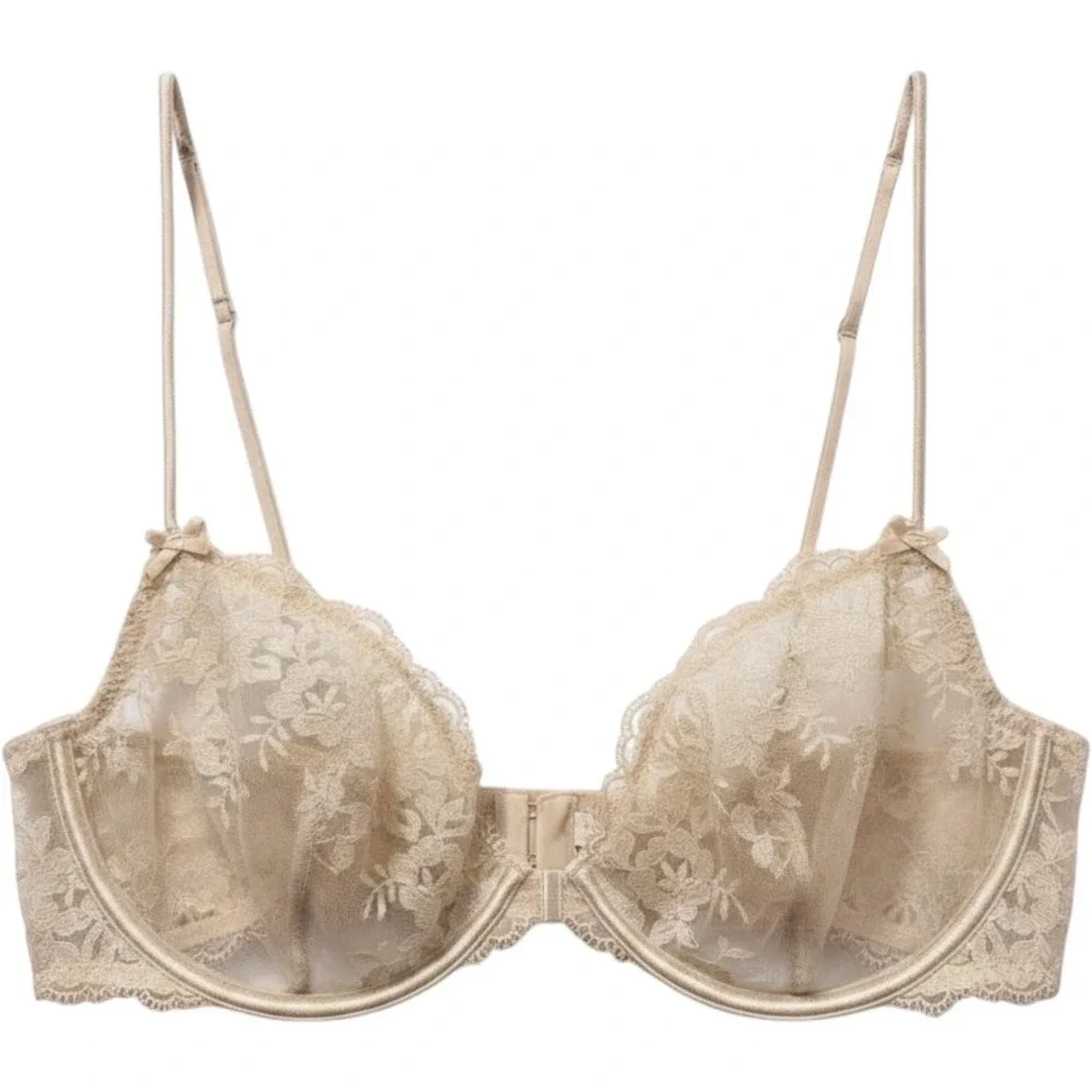Skims Embroidered Lingerie Front Closure Unlined Demi Bra DM-DEM-9867W 34DD